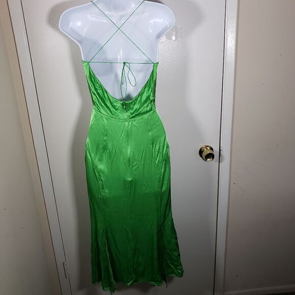 Overthesea Andromeda Green Satin Cut Out Cocktail Mermaid Fairy 90s Dress Size S - Picture 5 of 15